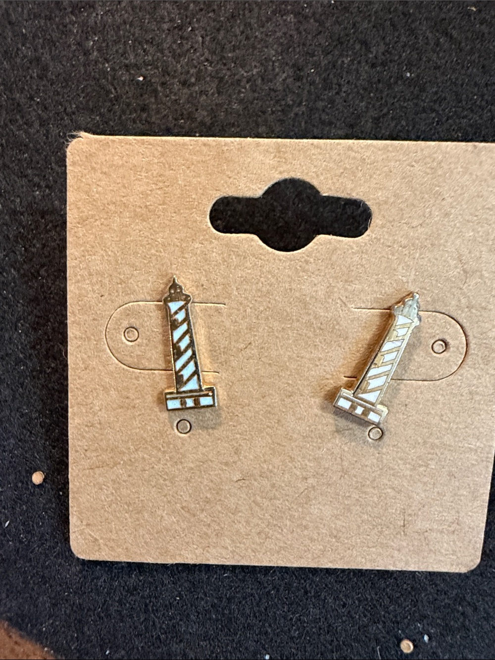 Lighthouse Stud Earrings in White and Gold